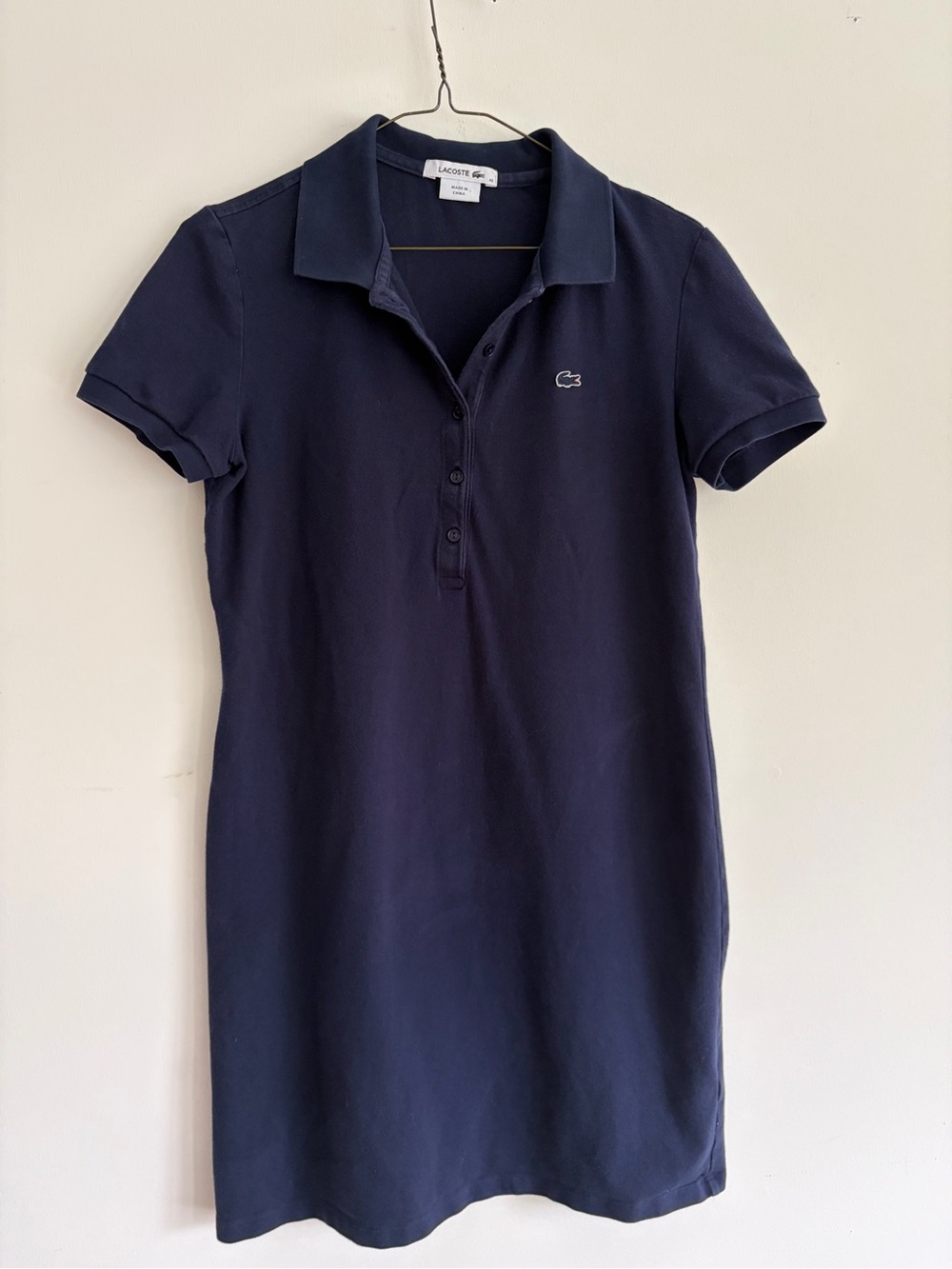 Lacoste Navy Polo Shirt Dress with Short Sleeves